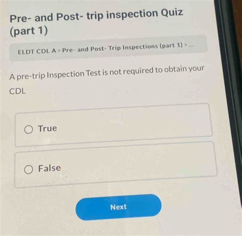 is the pre trip inspection test hard|pre trip inspection quiz.